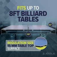 JOOLA Regulation Ping Pong Conversion Top with Net Set for Pool & Billiard Tables — Foam Pads & Steel Apron Option(m-4)