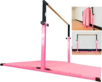 MARFULA Adjustable Gymnastics Kip Bar with Mats – 5 ft Bar, 4 ft Width, Foldable & Portable, Adjustable 36""–60"" for Kids' Training(m-1)