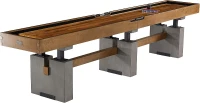 Barrington Shuffleboard Urban Collection 12' Competition Shuffleboard Table — Butcher Block Playfield, Preassembled Mainframe & Accessories(m-1)