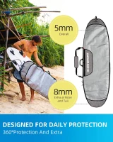 OCEANBROAD Longboard Travel Bag Day Bag 5'0 x 22"" for Boards up to 5'1"" x 23"" - Padded Pointed Nose, Square Tail with Fin Slot(m-3)