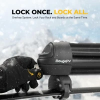 BougeRV Lockable Ski & Snowboard Rack with 28"" Sliding Extension — Crab Mounting System, Fits 6 Pairs of Skis or 4 Snowboards for Square/Aero/Oval Bars(m-4)