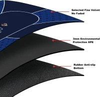 70 x 35 Inch Blue Poker Mat — 6-8 Player Texas Hold'em Rubber Topper with Carrying Bag, Portable Folding Poker Table Top(m-3)