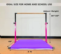 MARFULA Kids Gymnastics Bar Set with Mats – 5 ft Bar, 4 ft Inner Width, 36""–60"" Adjustable Height, Foldable for Home and Club Use(m-2)