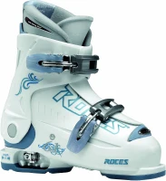 Roces IDEA UP Adjustable Youth Ski Boots – Expandable 19.0–22.0 Mondo – Toddler & Youth Downhill Boots with Dual Micro Buckles – White/Teal(m-1)