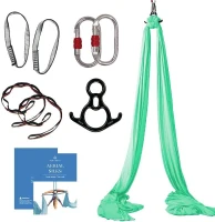 Complete Aerial Silks Starter Set — 9 Yards Tricot Silk Hammock with Rigging Gear & Guide | Aerial Swing for Acrobatic Yoga & All Levels (Supports Rigging Height up to 13 ft)(m-2)