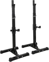 JupiterForce Adjustable Squat Rack Stands (Pair) — Heavy-Duty Steel Bench/Barbell Racks, 40–66"" Adjustable Height, 550 lb Capacity, Portable H-Base, Black(m-1)