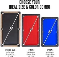 GoSports Mid-Size Billiards Table — 6, 7, or 8 ft Options — Portable, No-Assembly Pool Table with Full Accessory Set (Includes Balls, 2 Cues, Chalk & Felt Brush)(m-6)