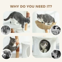 PawHut 40" Real Wood Cat Tree, Cat Tower for Indoor Large Adult Cats with Scratching Posts, Condo, Perch, Washable Cushion,(m-7)