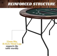 Barrington Round Portable Poker Table for 6 — Dark Green Velvet Play Surface, Faux-Leather Rails, Includes Chips, Cards and Dealing Shoe(m-3)