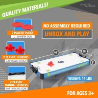 Sport Squad HX40 40"" Tabletop Air Hockey Game for Kids & Adults - Electric Fan Motor, Includes 2 Pushers and 2 Pucks - Portable for Floor, Tabletop or Dorm(m-5)