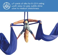 9-Yard Tricot Aerial Silk Starter Kit with Rigging Hardware & Manual – Aerial Yoga Hammock for Beginners to Advanced (Suitable for Rigging up to 13 ft)(m-3)