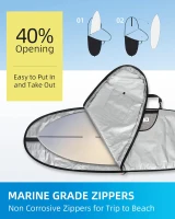 OCEANBROAD Surfboard Travel Bag — Day/Travel Cover for 5'0 Boards (Fits up to 5'1"" x 23""), Pointed Nose & Square Tail with Fin Slot(m-7)