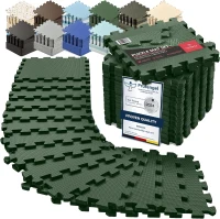 bemaxx 18-Piece EVA Interlocking Gym Floor Tiles (12.6"" x 12.6"" x 0.4"") with Edge Pieces — 18 sqft Protective Exercise Flooring for Home, Garage, Treadmill & Play Areas(m-1)