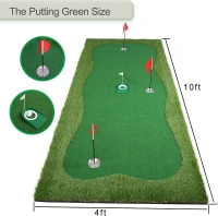 Chriiena Large Golf Putting Green Mat — Professional Indoor & Outdoor Practice Surface with Slope Pad and Movable Cups(m-5)