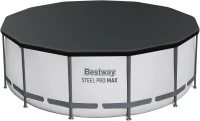 Bestway Steel Pro MAX 13-Foot x 48-Inch Round Above-Ground Pool Set, Gray — Metal Frame with Filter Pump, Ladder & Cover(m-9)