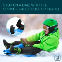 All-Weather Toboggan Sled for Kids & Adults - Lightweight Plastic Sled with Easy-Turn Steering Wheel, Safety Brake, Anti-Skid Seat, Retractable Tow Rope, 260 lb Limit (Age 3+)(m-6)