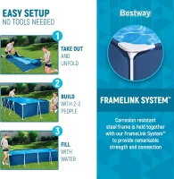Bestway Steel Pro Rectangular Above-Ground Pool 9'10"" x 6'7"" x 26"" with Flowclear 330 GPH Pump, DuraPlus Liner – 827 Gallon Set(m-4)