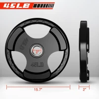 RitFit Olympic Rubber Grip Plates for Barbell — 2"" Hole Weight Plates for Strength Training, Available as Singles, Pairs or Sets (2.5/5/10/35/45 lb) — 315 lb Set(m-2)