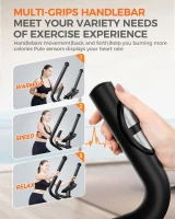 pooboo E399 Elliptical Trainer – 16-Level Resistance Home Elliptical with Hyper-Quiet Magnetic Rear Drive, 15.5"" Stride & 350 lb Capacity(m-2)