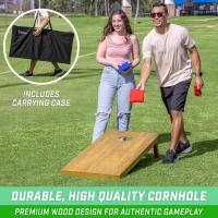 GoSports Regulation 4' x 2' Solid Wood Cornhole Boards Set with Carrying Case (Light Brown Stain)(m-5)