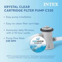 INTEX 28201EH 10ft x 30in Metal Frame Above-Ground Pool Set with 330 GPH Cartridge Pump – Puncture-Resistant 3-Ply PVC – Rust-Resistant Frame – 1,185 Gallon Capacity(m-5)