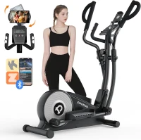 pooboo E399 Elliptical Trainer — 16 Resistance Levels, Ultra-Quiet Magnetic Rear Drive, LCD Console, 15.5 in Stride, 350 lb Max Weight(m-1)