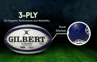 World Rugby Shop x Gilbert G-TR4000 Rugby Ball - Sizes 3, 4 & 5 for Youth and Adults - Hand-Stitched, 3-Ply(m-6)