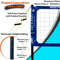 Park & Sun Sports Spectrum Classic Adjustable Outdoor Volleyball System - Professional Portable Net with Aircraft-Aluminum Poles(m-2)