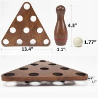 Shuffleboard Bowling Pin Set — 10 Premium Hardwood Pins, Resin Bowling Ball, Durable Triangular Pinsetter & Carry Bag — For Shuffleboard Games(m-2)