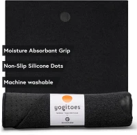 Yogitoes by Manduka Hot Yoga Mat Towel — 72"" Onyx Thin Lightweight Quick-Dry Towel with Rubber Grip Dots (262023001)(m-1)