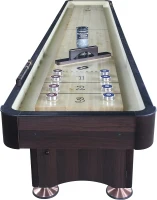 Playcraft Woodbridge Shuffleboard Table with In-Leg Storage Cabinet - Complete Game Set (Matching Abacus, 8 Pucks, Brush & USA Speed Wax) - Made in USA with Pro-Style Climate Adjusters(m-9)