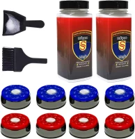 Complete Shuffleboard Accessories Bundle - 8 Pucks, 2 Cans Wax (14 oz), Mini Brush & Dustpan(m-4)