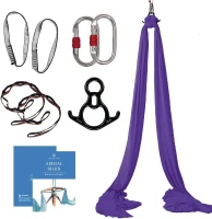 Complete Aerial Silks Starter Set – 9 Yards Tricot Fabric with Rigging Pack & Instructions for Acrobatic and Therapeutic Aerial Practice (Up to 13 ft Rigging)(m-1)