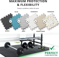 bemaxx 54-Piece EVA Interlocking Gym Floor Tiles (12.6"" x 12.6"" x 0.4"") – 54 sq ft Protective Puzzle Flooring with Edge Pieces for Home Gym(m-4)