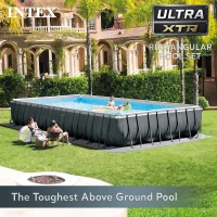 INTEX Ultra XTR Deluxe Rectangular Pool Set (26373EH) — 32' x 16' x 52"" with 2800 GPH Krystal Clear Sand Filter Pump(m-4)