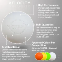 Velocity Lacrosse Balls - Pack Sizes: 1,2,3,6,12,18,24,36,60,120 - Practice Training Balls, NFHS & College Approved Size(m-3)
