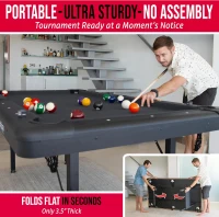 GoSports Compact Billiards Table — 6, 7, or 8 ft Choices — No-Assembly Portable Pool Table with Accessories Included (Balls, 2 Cues, Chalk & Felt Brush)(m-3)