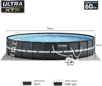 INTEX 26329EH Ultra XTR Deluxe Above-Ground Pool Set, 18 ft x 52 in — Includes 2100 GPH Krystal Clear Sand Filter Pump, Puncture-Resistant & Rust-Resistant, Easy Assembly(m-4)