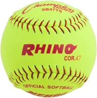 Champion Sports® 12"" NFHS-Approved Optic Yellow Syntex Softballs – Dozen, Raised Seams, .47 Polycore, Medium Compression(m-1)