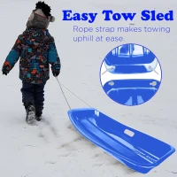 Slippery Racer Downhill Sprinter Flexible Kids & Toddler Toboggan Sled — Blue, Cold-Resistant with Pull Rope and Handles(m-8)