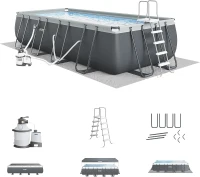 INTEX Ultra XTR Deluxe Rectangular Pool Set (26363EH) — 24' x 12' x 52"" with 2100 GPH Krystal Clear Sand Filter Pump(m-1)