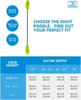 OCEANBROAD Kayak Paddle — Alloy Shaft 86in/218cm, 90.5in/230cm, 95in/241cm | 90.5in/230cm Popular-Length Kayak Oar with Paddle Leash(m-2)