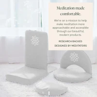 Mindful Modern Folding Pro Meditation Chair - Adjustable Seat with Back Support and Half-Moon Buckwheat Cushion, Comfortable Floor Chair for Mindfulness(m-8)