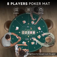 YUZPKRSI 47-Inch Round Poker Mat — Green & Gold Casino-Style Table Top, Durable Sewn Edges, Portable Rubber Poker Surface with Carrying Bag(m-8)