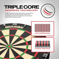 WINMAU Blade 6 Triple Core Carbon Dartboard – PDC-Endorsed Professional Tournament Board with Rota-Lock & Spirit Level(m-5)