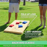 GoSports Solid Wood Premium Cornhole Set — Choose 4 x 2 ft or 3 x 2 ft Boards — Includes Set of 8 Regulation Toss Bags(m-3)