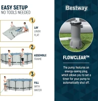 Bestway Steel Pro MAX 14' x 42"" Round Above-Ground Pool Set — Metal Frame Family Pool with Filter Pump, Ladder & Cover, Gray(m-4)