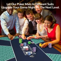 Waterproof Professional Poker Mat 70"" x 35"" - 8-Player Portable Rubber Texas Hold'em Table Top with Metal Zipper Tote for Cards, Blackjack and Casino Games(m-6)