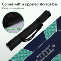 Waterproof Professional Poker Mat 70"" x 35"" - 8-Player Portable Rubber Texas Hold'em Table Top with Metal Zipper Tote for Cards, Blackjack and Casino Games(m-7)