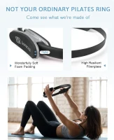 LIONSCOOL 14"" Pilates Ring Set – Anti-Deformation Magic Circle with Padded Handles, Mini Ball, Resistance Bands, Guide & Bag(m-3)